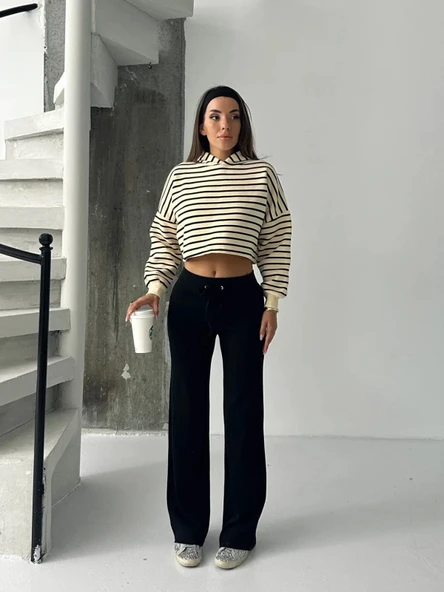 Fit comfort siyah salaş pantolon - Resim 7