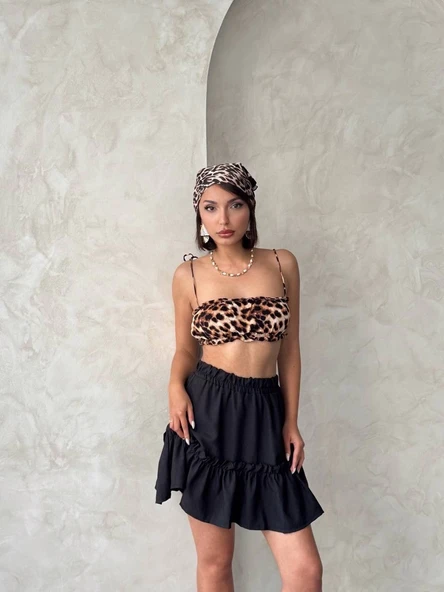 Çingene keten etek siyah s24808 - Resim 3