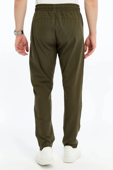 Erkek Eşofman Altı Fermuarlı Cep Paraşüt Kumaş Haki - Resim 4