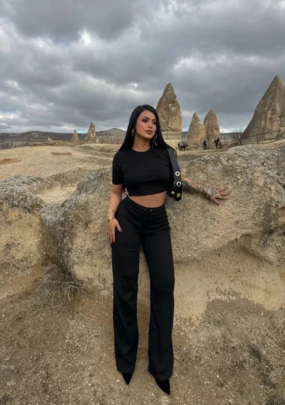 Bol paça pantolonlu alt üst takım ürün görseli 1