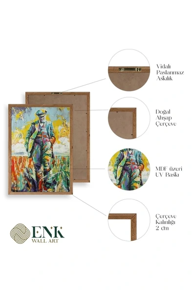 Atatürk Ahşap Çerçeveli Tablo 23 x 30 - Resim 4