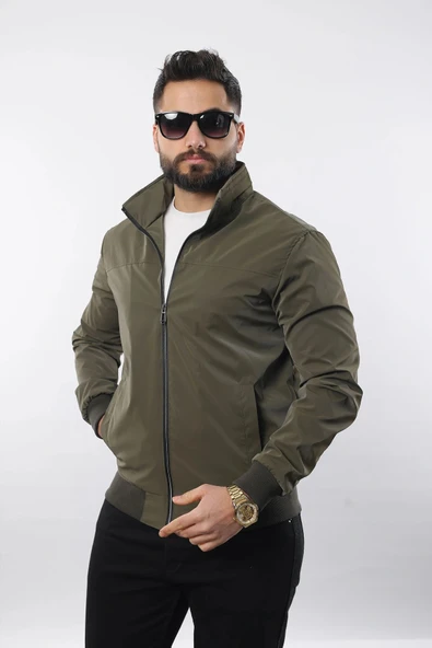 Erkek Gömlek Yaka Baharlık Mont Astarlı Mevsimlik Çeket Haki ürün görseli 1