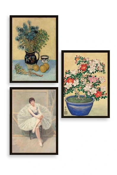 Ünlü Tablolar Üçlü Ahşap Çerçeveli Tablo 50 x 70 ürün görseli 1