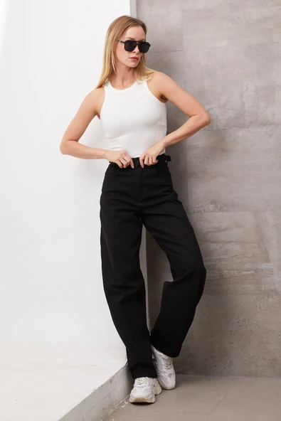 Kadın Bol Paça Kot Pantolon ürün görseli 1