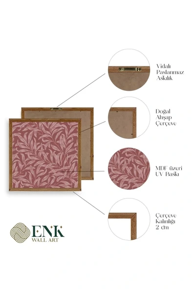 Yaprak Ahşap Çerçeveli Tablo 50 x 50 - Resim 4