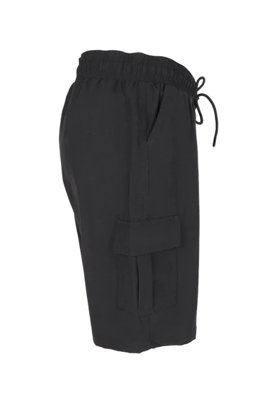 Erkek Deniz Şortu 3 Adet Cepli Pamuklu Su Yitici Astarlı Siyah BS-225 - Resim 3