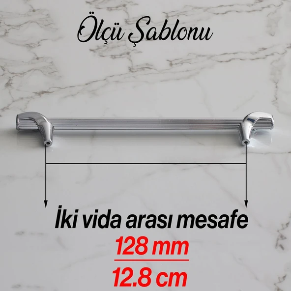 Mobilya Mutfak Dolabı Kulpları Çekmece Dolap Kapak Kulbu Kulpu Krom Renk 128 mm Metal Kulp - Resim 3