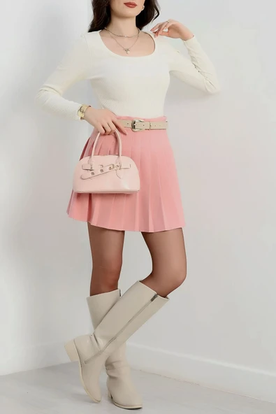 U yaka kaşkorse bluz beyaz - Resim 10