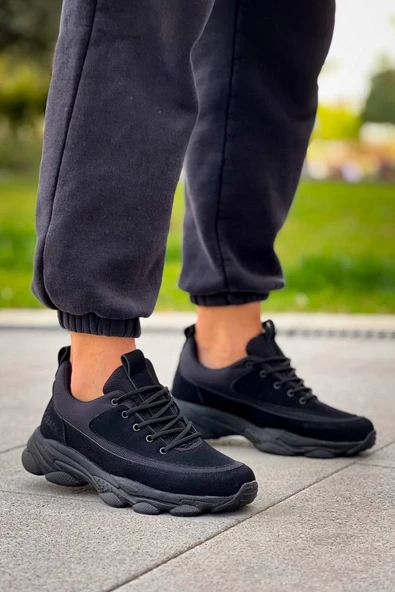 KB-707 Siyah Süet Siyah Yüksek Taban Bağcıklı Günlük Erkek Ayakkabı ürün görseli 1