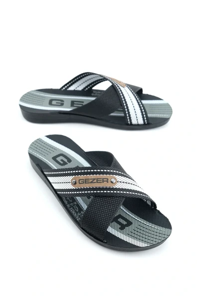 Gezer Erkek Halatlı Terlik Yazlık Star Pu Ev Bahçe Günlük Siyah ürün görseli 1