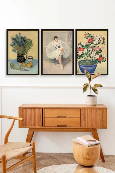 Ünlü Tablolar Üçlü Ahşap Çerçeveli Tablo 50 x 70 - Resim 3