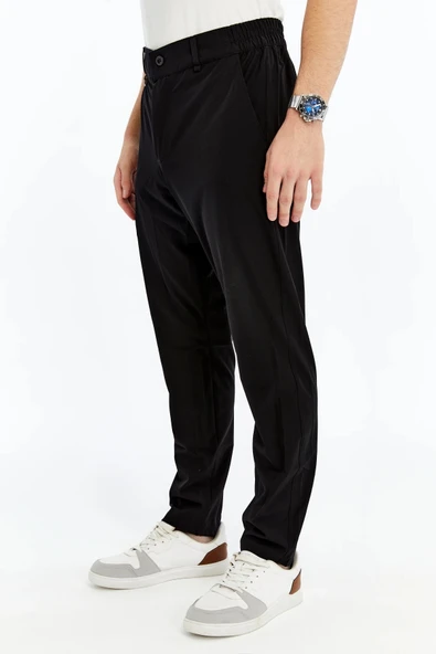 Erkek Lastikli Pantolon Paraşüt Kumaş Siyah - Resim 3