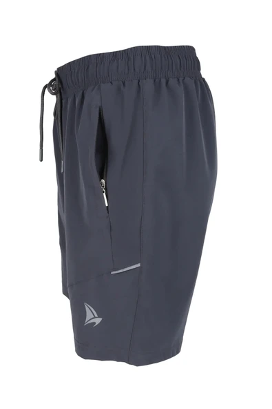 Erkek Deniz Şortu 2 Adet Fermuar Cepli Pamuklu Su Yitici Astarlı Antrasit BS-229 - Resim 3