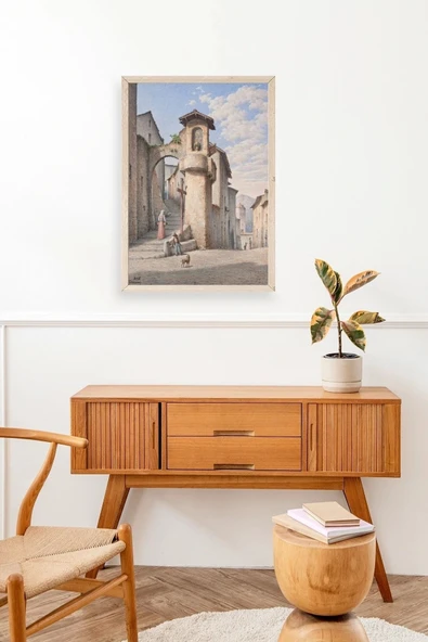 Street in Subiaco Ahşap Çerçeveli Tablo 23 x 30 - Resim 3