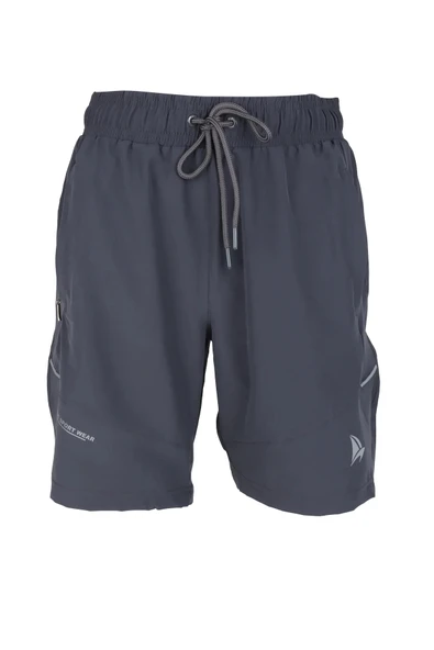 Erkek Deniz Şortu 2 Adet Fermuar Cepli Pamuklu Su Yitici Astarlı Antrasit BS-229 - Resim 2