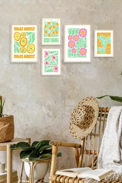 Flower Market 5'li Tablo 30 x 40 - Resim 2