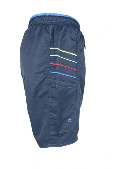 Erkek Deniz Şortu 2 Adet Fermuar Cepli Pamuklu Su Yitici Astarlı Lacivert K-195 - Resim 2