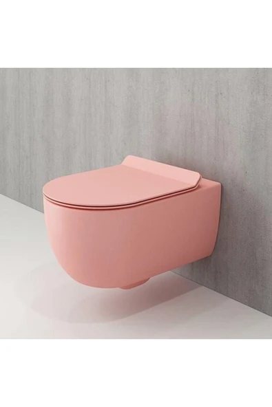 V-tondo Rimless Asma Klozet Kanalsız Kapak Dahil Mat Somon 1416-032-0128 - Resim 2