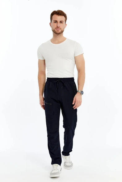 Erkek Eşofman Altı Fermuarlı Cep Paraşüt Kumaş Lacivert - Resim 5