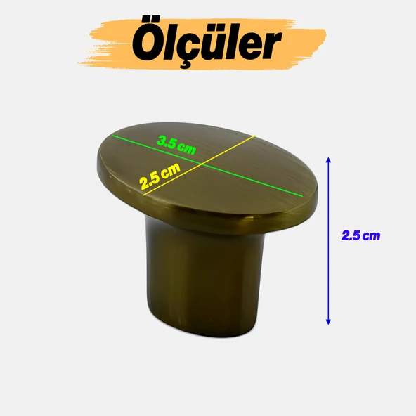 Çekmece Mutfak Mobilya Dolabı Dolap Kulpu Kulbu Metal Kulpları Antik Sarı Kulp Düğme Tek Vidalı - Resim 2