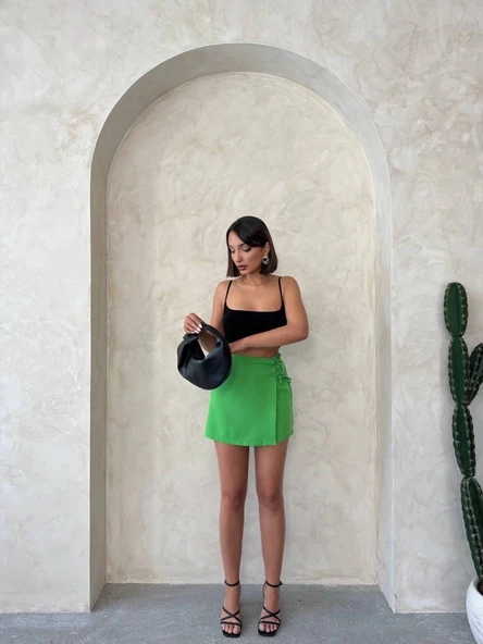 Kuş gözü şort etek yeşil s25819 - Resim 10