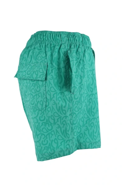 Erkek Deniz Şortu Cepli Pamuklu Polyester Su Yitici Tahriş Etmeyen Astar Desenli Yeşil BS-233 ürün görseli 1