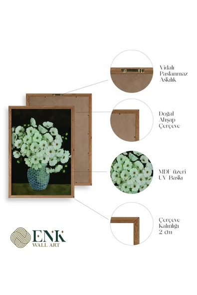 Çiçekler Ahşap Çerçeveli Tablo 50 x 70 - Resim 4