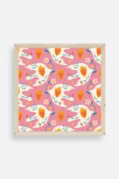 Kuş Ahşap Çerçeveli Tablo 50 x 50 ürün görseli 1