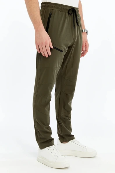 Erkek Eşofman Altı Fermuarlı Cep Paraşüt Kumaş Haki ürün görseli 1