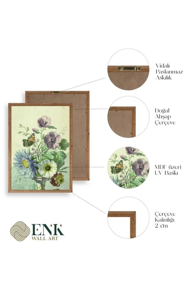 Çiçekler Ahşap Çerçeveli Tablo 23 x 30 - Resim 4