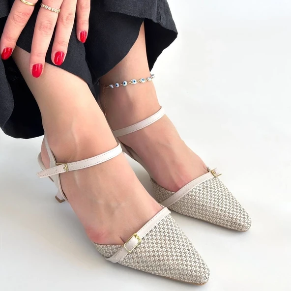 Lanna Bej Cilt Topuklu Ayakkabı - Resim 4