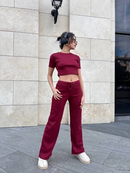 Bol paça pantolonlu alt üst takım ürün görseli 1