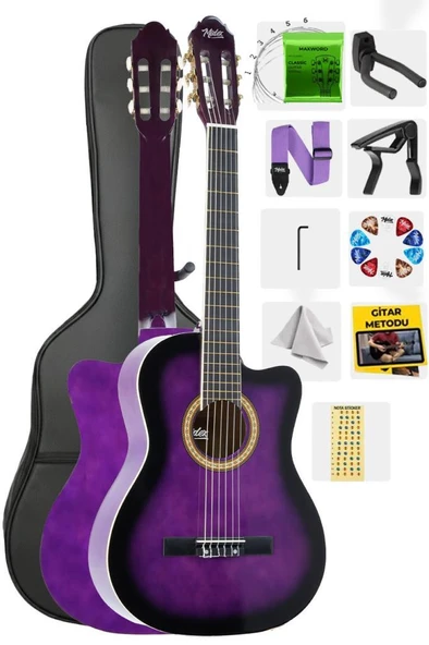 Midex MGX-100PRP Üst Seviye Klasik Gitar 4/4 Sap Ayarlı (Çanta Askı Capo Metod Pena) ürün görseli 1