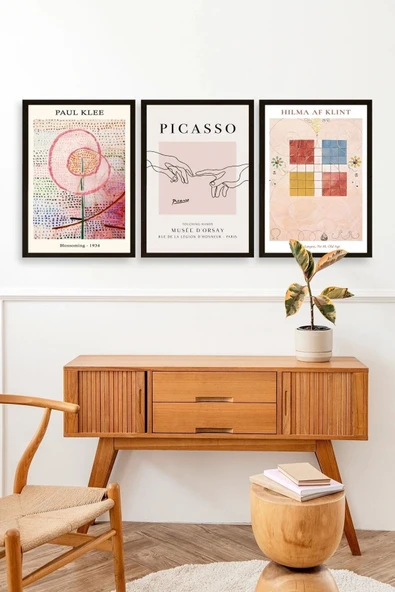 Ünlü Tablolar Üçlü Ahşap Çerçeveli Tablo 50 x 70 - Resim 3