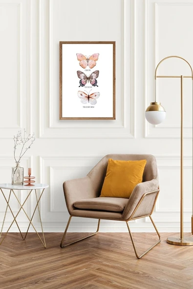 Kelebekler Ahşap Çerçeveli Tablo 17 x 23 - Resim 2