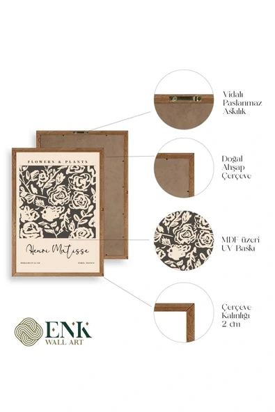 Henri Matisse Ahşap Çerçeveli Tablo 50 x 70 - Resim 4