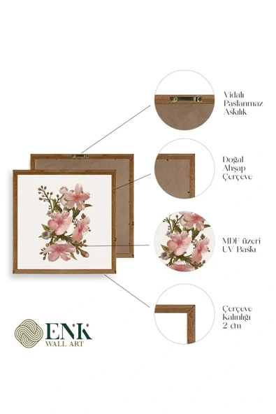 Çiçek Ahşap Çerçeveli Tablo 50 x 50 - Resim 2