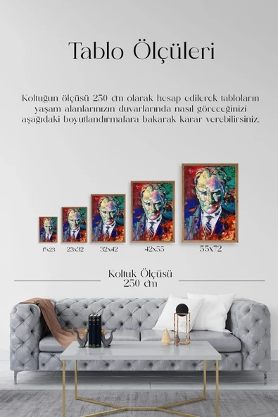 Atatürk Ahşap Çerçeveli Tablo 30 x 42 - Resim 4