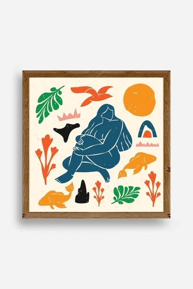 Kadın Ahşap Çerçeveli Tablo 50 x 50 ürün görseli 1