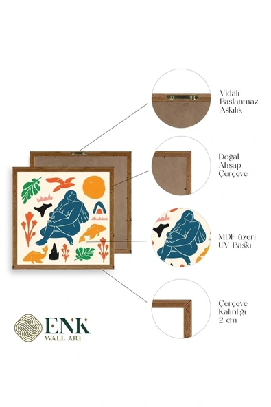 Kadın Ahşap Çerçeveli Tablo 50 x 50 - Resim 4