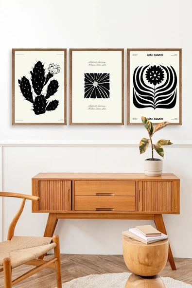 Modern Üçlü Ahşap Çerçeveli Tablo 23 x 30 - Resim 2