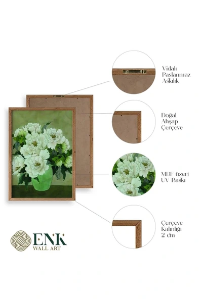 Çiçekler Ahşap Çerçeveli Tablo 30 x 42 - Resim 4