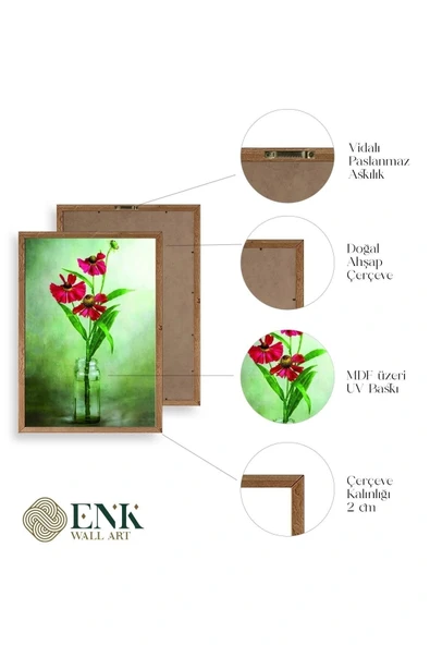 Çiçekler Ahşap Çerçeveli Tablo 23 x 30 - Resim 4