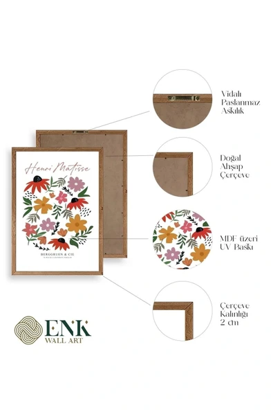 Matisse Üçlü Ahşap Çerçeveli Tablo 50 x 70 - Resim 4