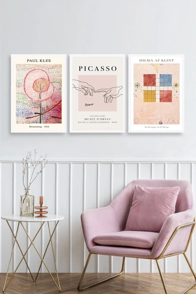 Ünlü Tablolar Üçlü Ahşap Çerçeveli Tablo 30 x 40 - Resim 2