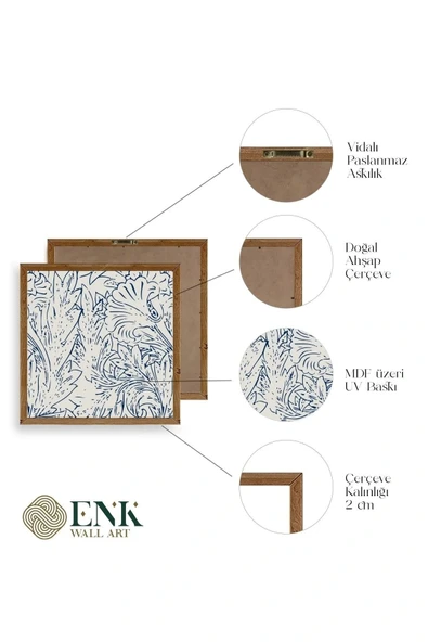 Yaprak Ahşap Çerçeveli Tablo 50 x 50 - Resim 4