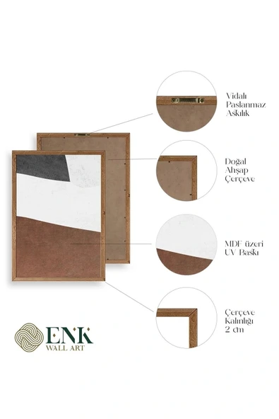 Soyut Üçlü Ahşap Çerçeveli Tablo 30 x 40 - Resim 4