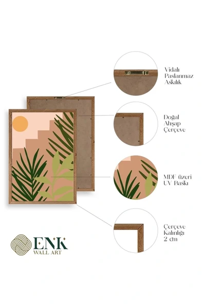 Düşündüren Çiçekli Üçlü Ahşap Çerçeveli Tablo 50 x 70 - Resim 4