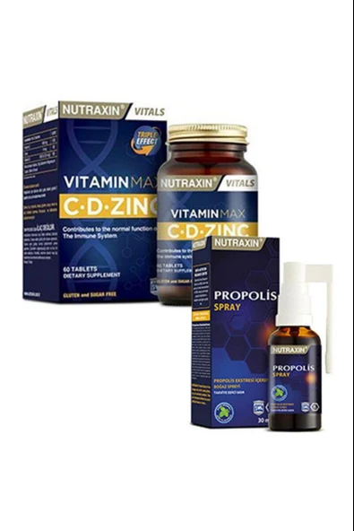 Nutraxin Propolis Spray 30 ml &Nutraxin Vitamin Max C + D Zinc 60 Tablet ürün görseli 1