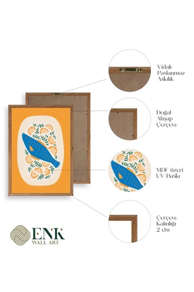 Balık Ahşap Çerçeveli Tablo 30 x 42 - Resim 4